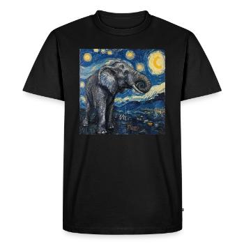 Elephant, Van Gogh, Starry Night - Men's Premium Organic T-Shirt - black - Front - Nico (187cm)