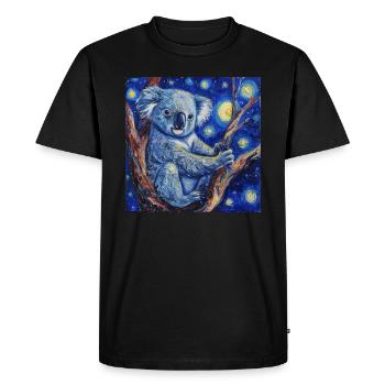 Koala, Animal, Van Gogh, Starry Night - Men's Premium Organic T-Shirt - black - Front - Nico (187cm)