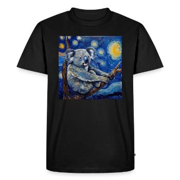 Koala, Animal, Van Gogh, Starry Night - Men's Premium Organic T-Shirt - black - Front - Nico (187cm)