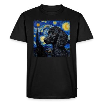 Caniche, Chien, Van Gogh, Nuit Étoilée - T-shirt Premium bio Homme - noir - Devant - Nico (187cm)