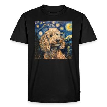 Caniche, Chien, Van Gogh, Nuit Étoilée - T-shirt Premium bio Homme - noir - Devant - Nico (187cm)
