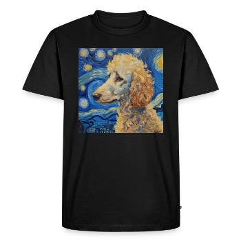 Caniche, Chien, Van Gogh, Nuit Étoilée - T-shirt Premium bio Homme - noir - Devant - Nico (187cm)