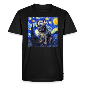 french bulldog, frenchie, dog, Van Gogh - Men's Premium Organic T-Shirt - black - Front - Nico (187cm)