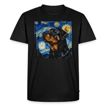 rottweiler, dog, van gogh, starry night - Men's Premium Organic T-Shirt - black - Front - Nico (187cm)