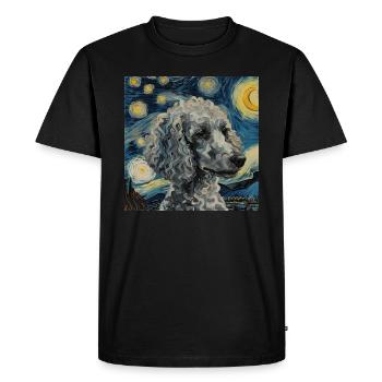 Caniche, Chien, Van Gogh, Nuit Étoilée - T-shirt Premium bio Homme - noir - Devant - Nico (187cm)