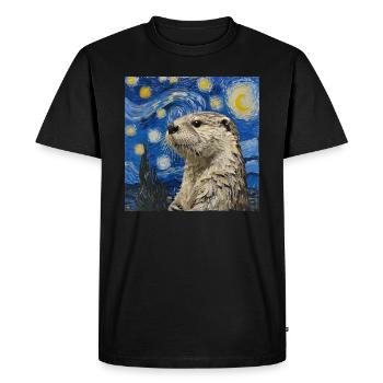 loutre, Van Gogh, Nuit étoilée - T-shirt Premium bio Homme - noir - Devant - Nico (187cm)