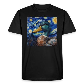 Duck, Animal, Van Gogh, Starry Night - Men's Premium Organic T-Shirt - black - Front - Nico (187cm)