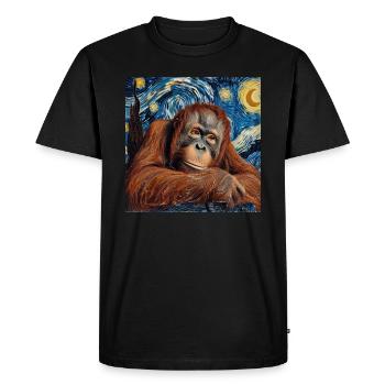 Orang-outan, singe, Van Gogh, nuit étoilée, cadeau - T-shirt Premium bio Homme - noir - Devant - Nico (187cm)