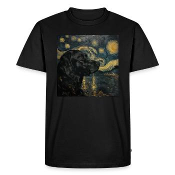 Labrador retriever, Labrador, chien, van gogh - T-shirt Premium bio Homme - noir - Devant - Nico (187cm)