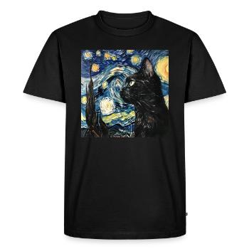 Cat, Cat Motif - Men's Premium Organic T-Shirt - black - Front - Nico (187cm)