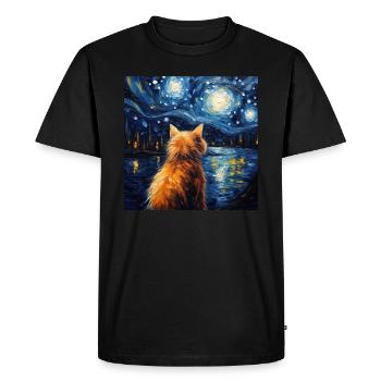 Cat, Cat Motif - Men's Premium Organic T-Shirt - black - Front - Nico (187cm)