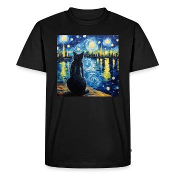 Chat, Motif De Chat - T-shirt Premium bio Homme - noir - Devant - Nico (187cm)