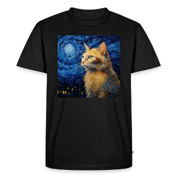 Cat, Cat Motif - Men's Premium Organic T-Shirt - black - Front - Nico (187cm)