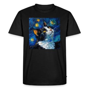 Cat, Cat Motif - Men's Premium Organic T-Shirt - black - Front - Nico (187cm)