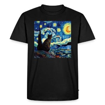 Cat, Cat Motif - Men's Premium Organic T-Shirt - black - Front - Nico (187cm)