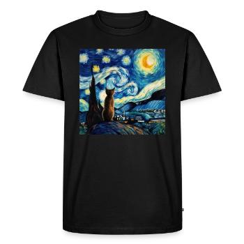 Cat, Cat Motif - Men's Premium Organic T-Shirt - black - Front - Nico (187cm)