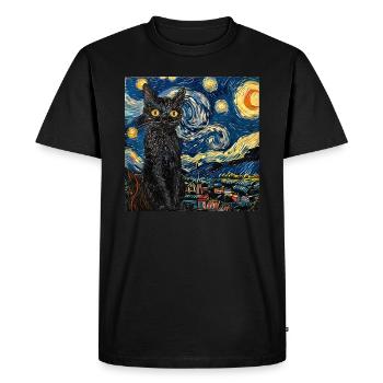 Chat, Motif De Chat - T-shirt Premium bio Homme - noir - Devant - Nico (187cm)