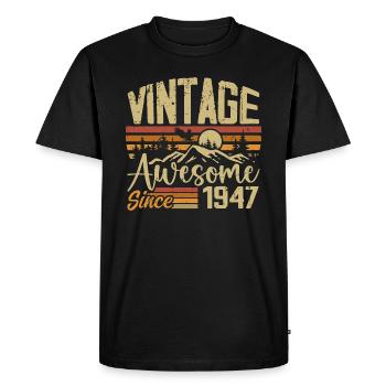 Vintage 1947 Rétro Cadeau D’anniversaire 1947 - T-shirt Premium bio Homme - noir - Devant - Nico (187cm)