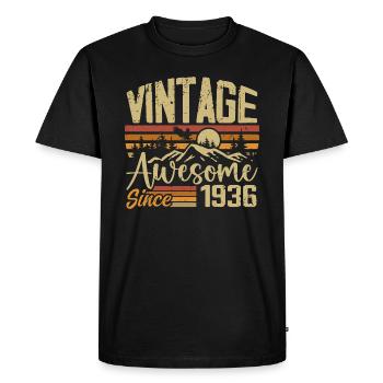 Vintage 1936 Rétro Cadeau D’anniversaire 1936 - T-shirt Premium bio Homme - noir - Devant - Nico (187cm)