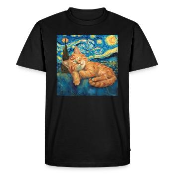 Chat, motif chat, cadeau - T-shirt Premium bio Homme - noir - Devant - Nico (187cm)
