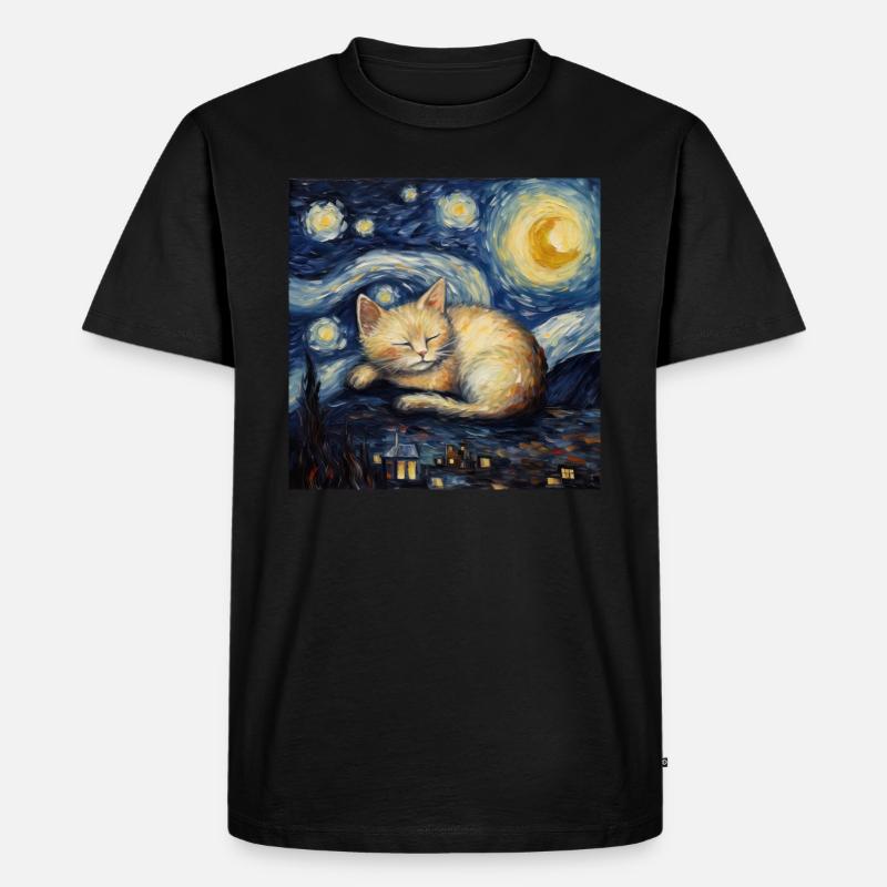 Katze, katzenmotiv, geschenk - Männer Premium Bio T-Shirt - Schwarz