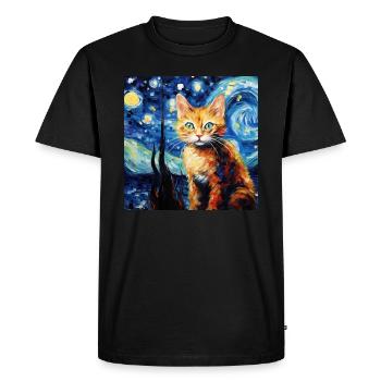 Chat, motif chat, cadeau - T-shirt Premium bio Homme - noir - Devant - Nico (187cm)