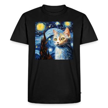 Chat, motif chat, cadeau - T-shirt Premium bio Homme - noir - Devant - Nico (187cm)