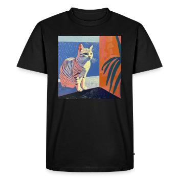 Cat, cat motif, pop art, gift, gift idea - Men's Premium Organic T-Shirt - black - Front - Nico (187cm)