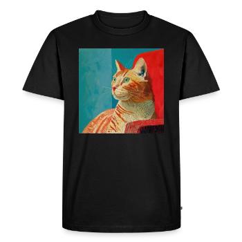 Cat, cat motif, pop art, gift, gift idea - Men's Premium Organic T-Shirt - black - Front - Nico (187cm)