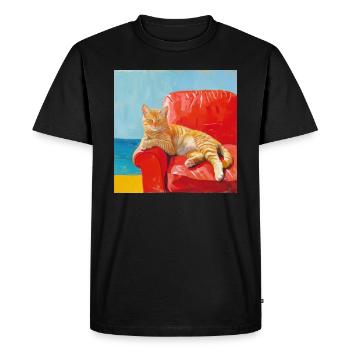 Cat, cat motif, pop art, gift, gift idea - Men's Premium Organic T-Shirt - black - Front - Nico (187cm)