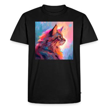 cat, cat motif, anime, gift, gift ideas - Men's Premium Organic T-Shirt - black - Front - Nico (187cm)