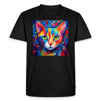 cat, cat motif, colorful, gift, gift ideas - Men's Premium Organic T-Shirt - black - Front - Nico (187cm)