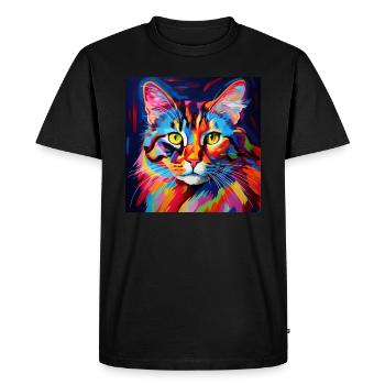 cat, cat motif, colorful, gift, gift ideas - Men's Premium Organic T-Shirt - black - Front - Nico (187cm)