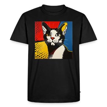 cat, cat motif, comic, gift, gift ideas - Men's Premium Organic T-Shirt - black - Front - Nico (187cm)