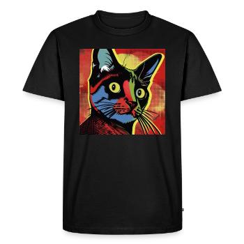 Cat, cat motif, comic - Men's Premium Organic T-Shirt - black - Front - Nico (187cm)