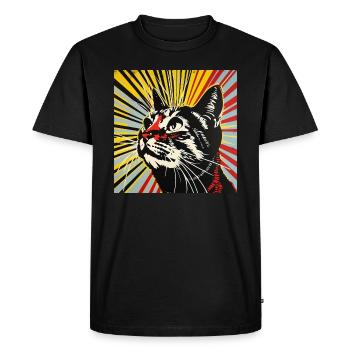 Cat, cat motif, comic - Men's Premium Organic T-Shirt - black - Front - Nico (187cm)