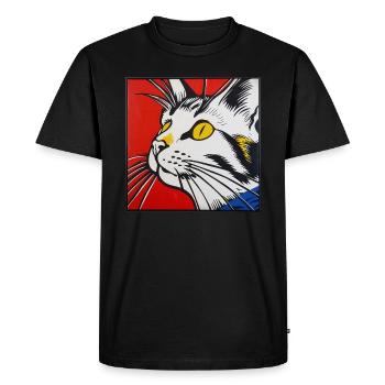 Cat, cat motif, comic - Men's Premium Organic T-Shirt - black - Front - Nico (187cm)