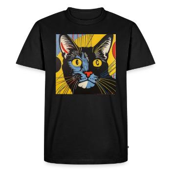 Cat, cat motif, comic - Men's Premium Organic T-Shirt - black - Front - Nico (187cm)