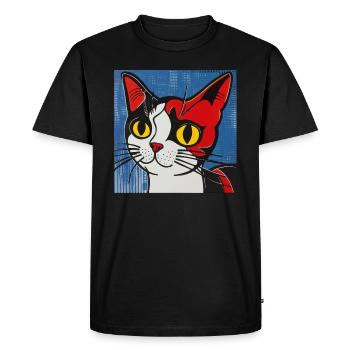 Cat, cat motif, comic - Men's Premium Organic T-Shirt - black - Front - Nico (187cm)