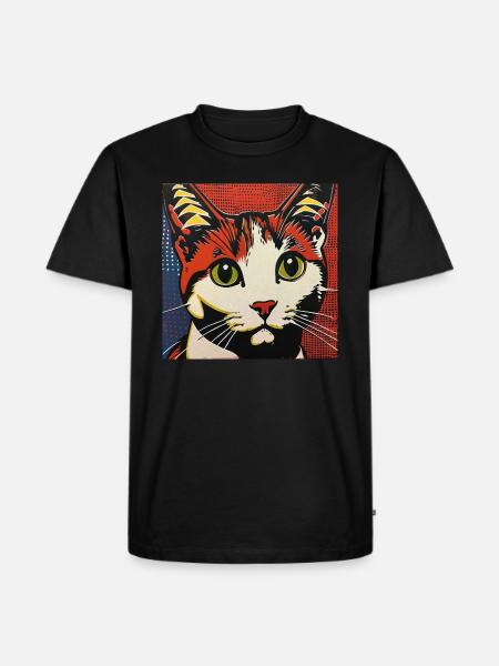 Katze, katzenmotiv, comic, geschenk, geschenkideen - Männer Premium Bio T-Shirt - Schwarz