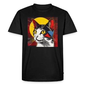 Cat, Cat Motif - Men's Premium Organic T-Shirt - black - Front - Nico (187cm)