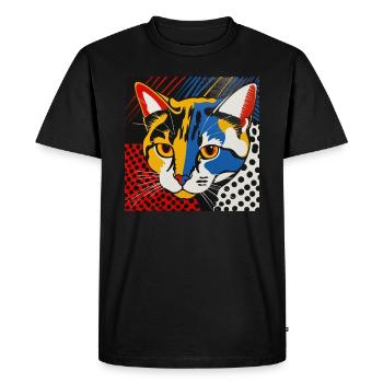 Chat, Motif De Chat - T-shirt Premium bio Homme - noir - Devant - Nico (187cm)