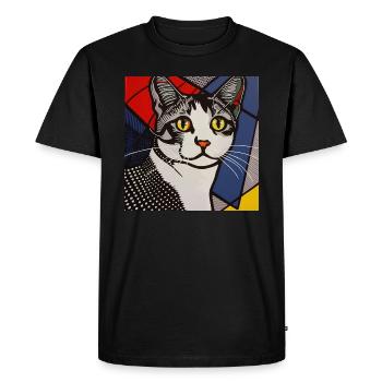 Chat, Motif De Chat - T-shirt Premium bio Homme - noir - Devant - Nico (187cm)