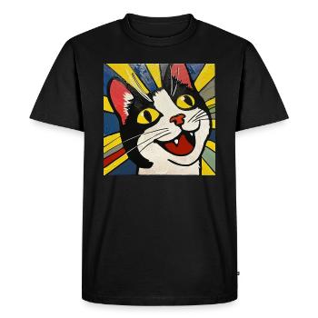 Chat, Motif De Chat - T-shirt Premium bio Homme - noir - Devant - Nico (187cm)