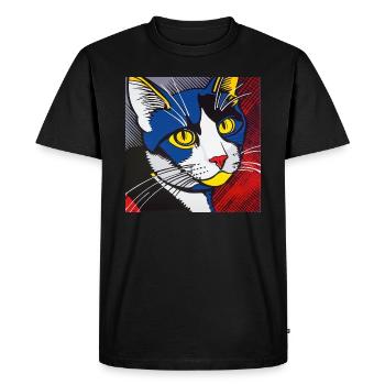 Chat, Motif De Chat - T-shirt Premium bio Homme - noir - Devant - Nico (187cm)