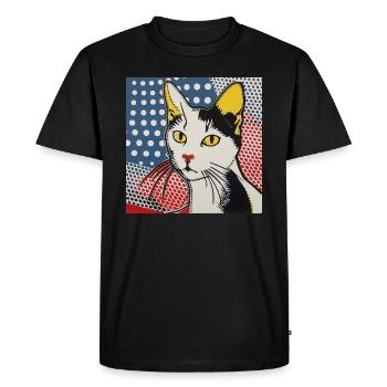 Chat, Motif De Chat - T-shirt Premium bio Homme - noir - Devant - Nico (187cm)
