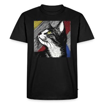 Chat, Motif De Chat - T-shirt Premium bio Homme - noir - Devant - Nico (187cm)