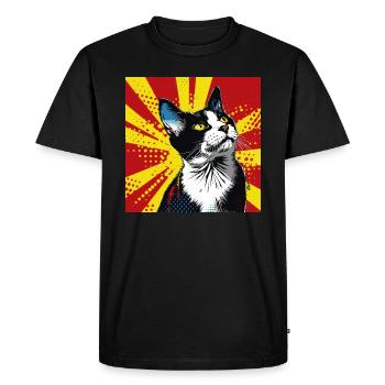 Chat, Motif De Chat - T-shirt Premium bio Homme - noir - Devant - Nico (187cm)