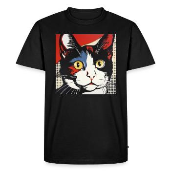 Chat, Motif De Chat - T-shirt Premium bio Homme - noir - Devant - Nico (187cm)