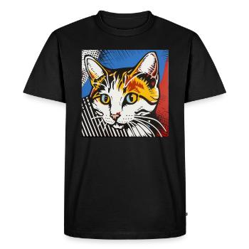 Chat, Motif De Chat - T-shirt Premium bio Homme - noir - Devant - Nico (187cm)
